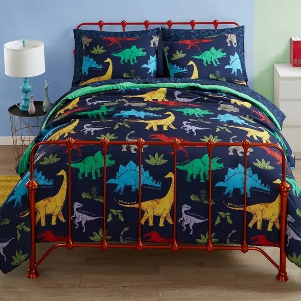 Smart Crafts Dinosaur Navy Blue Full Queen Size Comforter Set NEW